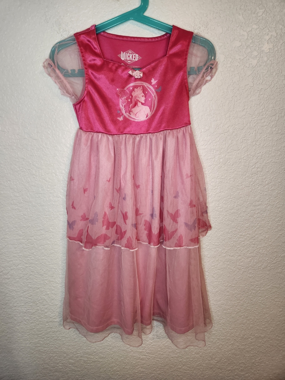 Wicked Glinda Good Witch of the East Girls Satin Tulle Pink Nightgown 4t